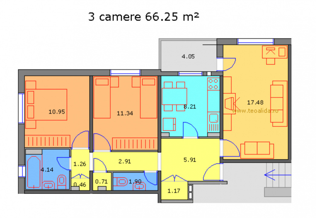 Vanzare Apartament 3 camere | Vitan Kaufland | 66mp | Metrou