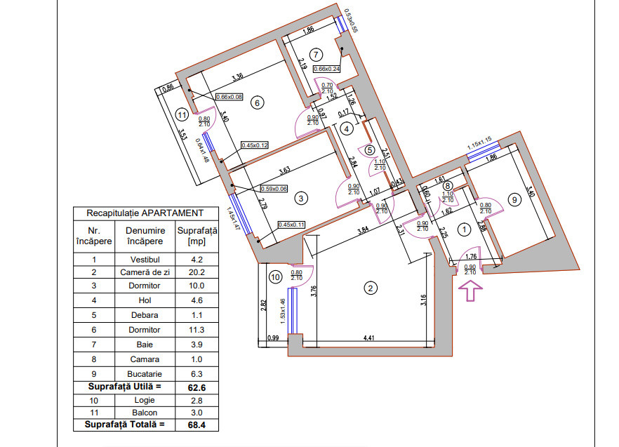 Vanzare Apartament 3 camere semidecomandat | Tineretului | 68,4 mp