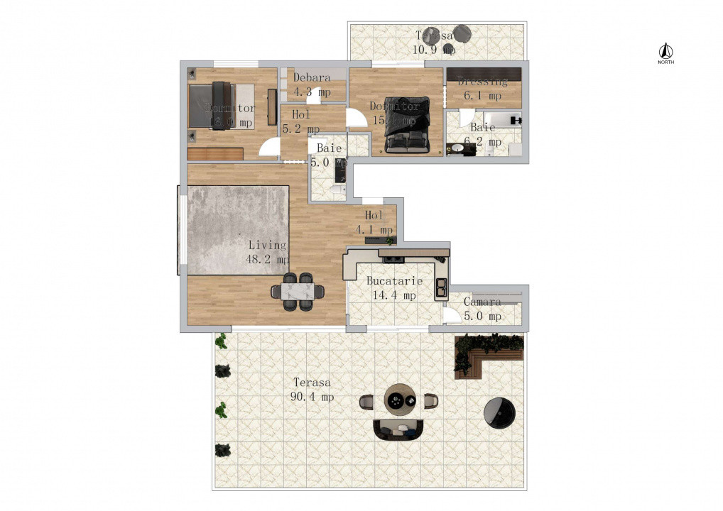 Penthouse 3 Camere cu priveliste panoramica - 224mp | Green Garden