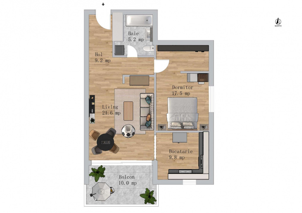 Apartament Spatios de 2 Camere - 74mp | Nou - Finalizat | Green Garden