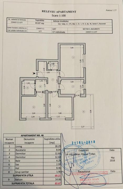 Apartament 3 Camere 84mp | terasa 15mp | bloc 2019 | centrala | loc parcare