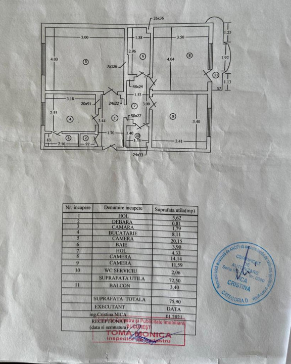 Vanzare 3 Camere Vitan Mall | Hol tip H | 76mp