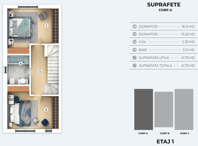 Triplex Otopeni Ansamblu Rezidential Privat | 109mp | curte | parcare | Tip A