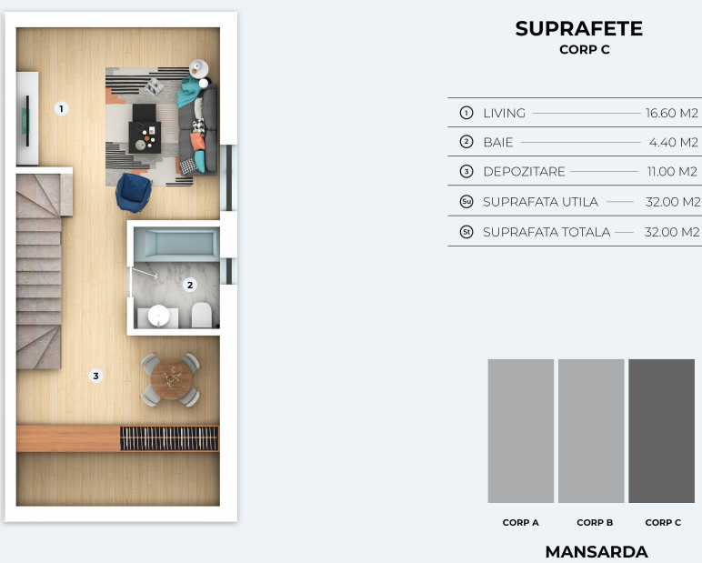 Triplex Otopeni Ansamblu Rezidential Privat | 109mp | curte | parcare | Tip C